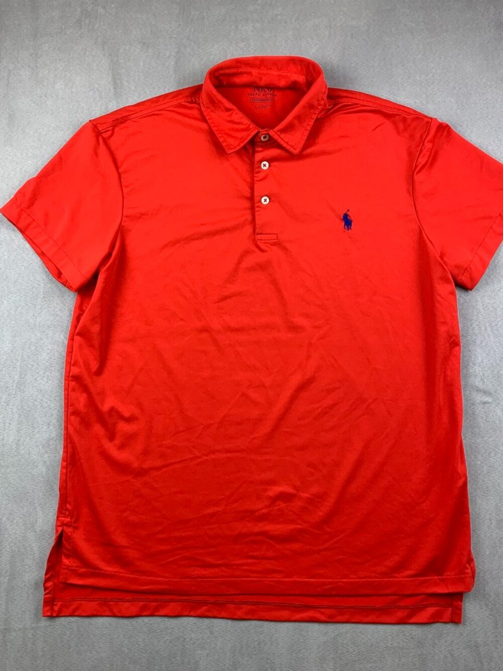 Ralph Lauren Mens Large Red Classic Fit Performance Polo Shirt Polyester Stretch